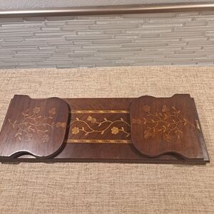 Vtg Wood Expandable Sliding Folding BOOKEND Hinged